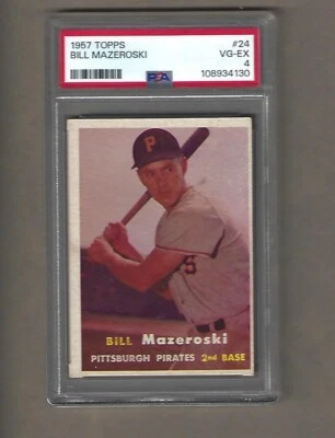 1957 Topps Bill Mazeroski Rookie # 24 PSA 4 Foto 1 de 2