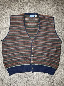 VTG Pendleton Cardigan Vest Sweater Mens XL Multicolor Button Front 100% Cotton - Picture 1 of 3