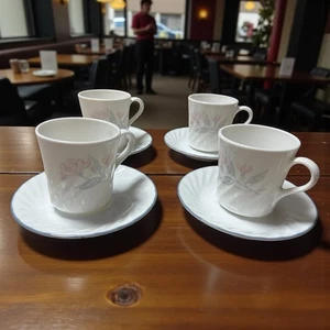 Corelle Rosa Trio Tassen & Untertassen | 4er Set | EUC - Bild 1 von 16