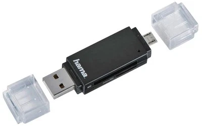 HAMA - Pembaca Kad USB 2.0 OTG SD/MicroSD untuk Telefon Pintar/Tablet, Hitam - Image 1 of 4