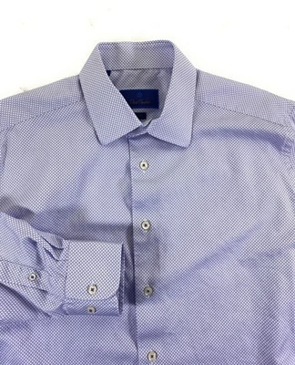Camisa de vestir geométrica David Donahue para hombre TRIM FIT 100 % algodón púrpura 17 32/33 Foto 1 de 4