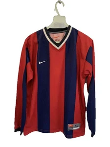 Nike Team Red Blue Striped Long Sleeve Soccer Jersey #13 Size XL #100 - Picture 1 of 8