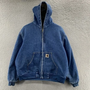 VINTAGE Carhartt Jacket Men Extra Large Blue Blanket Lined Denim J08 DST 90s - Picture 1 of 16