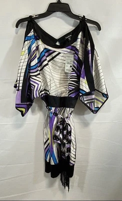 Vestido Bebe Mujer Multicolor Sólido Alexi Seda Flecos Corbata Cintura Manga Corta XS Foto 1 de 4