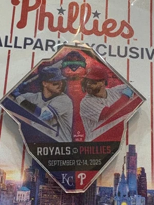 2025 Phillies vs. Royals Series Sept. 12-14th Match-Up Pin-CB Park Exclusive - Image 1 of 3