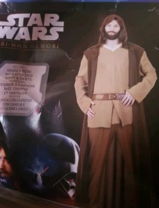 Star Wars Adult Obi-Wan Costume Men Large 32-34 Hooded Robe Attached Shirt Pants - Picture 1 of 2