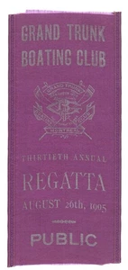 1905 Grand Trunk Rowing Club Montreal Rowing Regatta Regatta Ribbon Canada - Picture 1 of 3