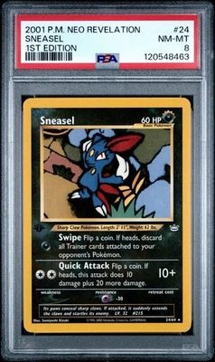 2001 POKEMON NEO REVELATION 1ST EDITION 24 SNEASEL NEAR MINT-MINT PSA 8 - Image 1 of 3