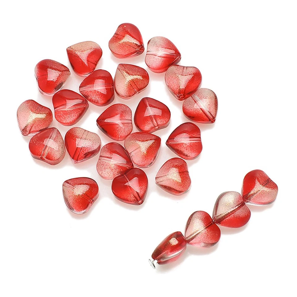 150pcs Handmade Lampwork Glass Love Heart Beads Crystal Heart Shape Bead for DIY - Image 1 of 1
