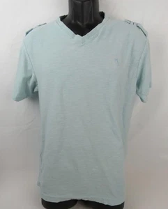 Lions Crest by English Laundry Size XL Sky Blue Short Sleeve V-Neck Cotton Shirt - Picture 1 of 5