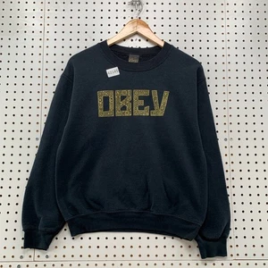 VTG Obey Crewneck Sweatshirt Mens Small Black Graffiti Skateboard Pullover 20x23 - Picture 1 of 9