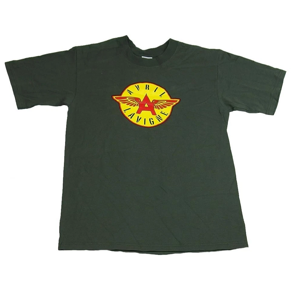 Винтажная мужская футболка Avril Lavigne Flying A авиационный логотип армейская зеленая размер S - Изображение 1 из 1