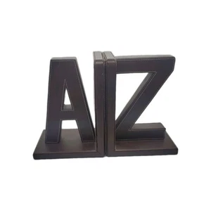 Letras capitales A y Z 8" SOPORTE Marrón Imitación Cuero Biblioteca OFICINA Estantería  - Imagen 1 de 4