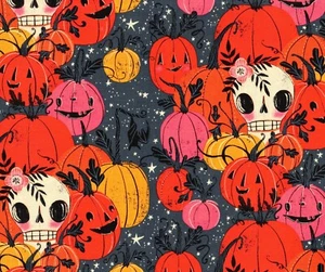 PRETTY CREEPY by Cori Dantini, PUMPKIN PATCH PWCD059, 100% Cotton Fabric - BTY - Picture 1 of 2
