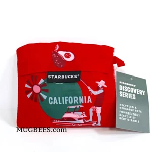 Starbucks Discovery Series California State Red Recycled Reusable Tote Bag - Picture 1 of 2
