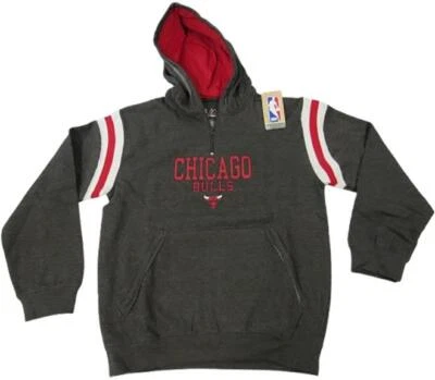 Nova Jaqueta com Capuz Chicago Bulls YOUTH Tamanhos P-M-L Cinza Majestic 1/4 Zíper - Imagem 1 de 4