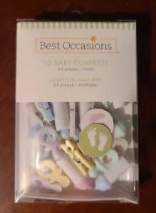 Decoración de ducha confeti bebé 3D 64 piezas nuevo sellado de fábrica mejores ocasiones - Imagen 1 de 6