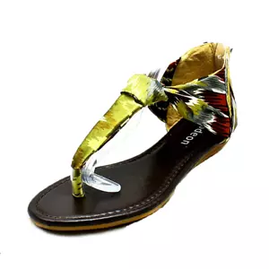 SANDALIA PLANA SATINADA MULTICOLOR PARA MUJER CON CREMALLERA TRASERA PUNTERA POSTE PARA DAMAS - Imagen 1 de 3