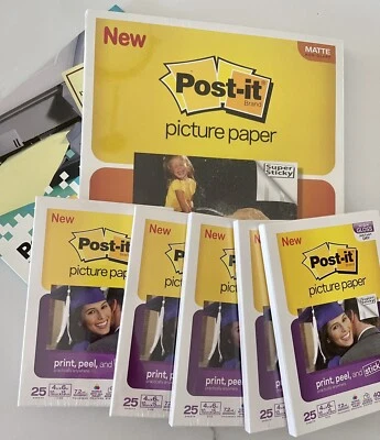 POST-IT Picture Paper Lot 20 Matte Shts 8.5"x11" + 125 Shts 4”x6” Glossy + … NEW - Image 1 of 4