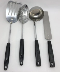 Vtg EKCO Lot of 4 Chrome-Plated Utensils; Spatulas, Ladle & Slotted Spoon (RF945 - Picture 1 of 9