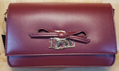 Bolso Bandolera Badgley Mischka BM-4043 Vino Nuevo con Etiquetas Placa de Lazo Dorado Cartera Pequeña Nuevo Foto 1 de 4