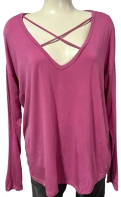 Victoria's Secret розовый женская рубашка верхний супер мягкий L/S крест-накрест спереди размер L - Изображение 1 из 4