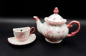 Aux au Provence Rojo y Blanco Inodoro Gallo Tetera Taza Bolsillos de Pared Decoración - Imagen 1 de 14