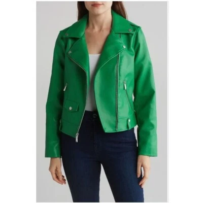 BCBG Max Faux Leather Biker Jacket NWT MSRP $298 - Size M - Image 1 of 4