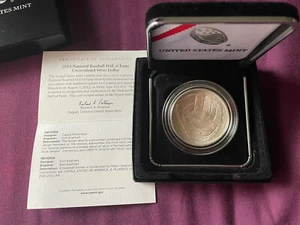 2014 P National Baseball Hall of Fame Curved Coin SILVER Dollar - Picture 1 of 12