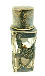 BOTELLA DE PERFUME VINTAGE CON DECORACIÓN/ACENTOS DE PLATA DE LEY - Imagen 1 de 9