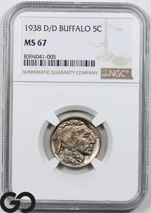 1938-D/D Buffalo Nickel NGC MS 67 ** Premium Quality Sharp Beauty! - Picture 1 of 5
