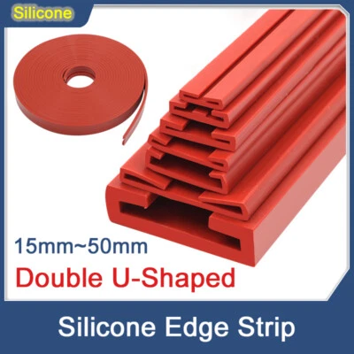 Double U-Shaped Sealing Strip Silicone Strip, for Glass Sheet Metal Edging - Image 1 of 4