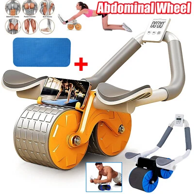 Automatic Rebound Abdominal Wheel Ab Roller Elbow Support Core Exercise w/ LCD - image 1 of 4
