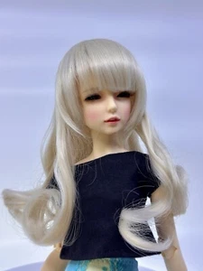 BJD 6-7 Synthetic Platinum Blonde Long Curly Wig - Picture 1 of 4