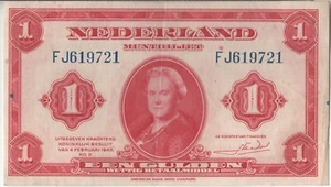 BILLETE DE LOS PAÍSES BAJOS 1 P64 1943 GEF-aAU - un billete limpio brillante - Imagen 1 de 2