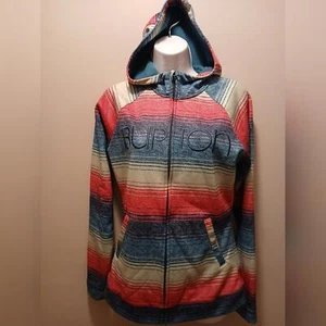 Burton WB Peak Zip Striped Cool Weather Hoodie Spell-Out Pockets Size MEDIUM - Picture 1 of 9