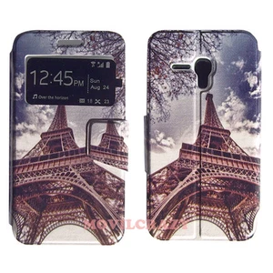 FUNDA LIBRO DIBUJO CON VENTANA CUSTODIA PARA ALCATEL ONE TOUCH D5 TORRE EIFFEL - Imagen 1 de 1