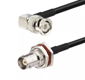 BNC Female Sealed Bulkhead Mount to BNC Male Right Angle RG58 Cable 20 Inch USA - Picture 1 of 1
