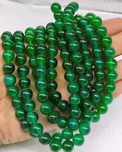 Natural Brazil Green Onyx 8mm Round Smooth Beads 8'' 5 Strand , Art & Craft, - Picture 1 of 8