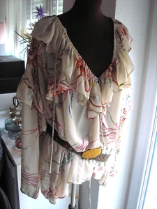 H&M BOHO STUDIO LINE BLUSE CHIFFON BLUMEN VOLANTS GR L SOO SCHÖN WOW 79,90 EURO - Bild 1 von 20
