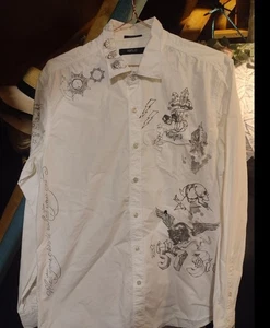 Very Rare Replay Shirt White with Pattern L 100% Cotton - Picture 1 of 7