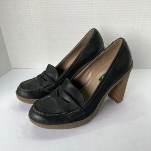 ECCO Womens Black Leather Slip On Classic Pumps Heels Casual Shoes Size 39 - Picture 1 of 9