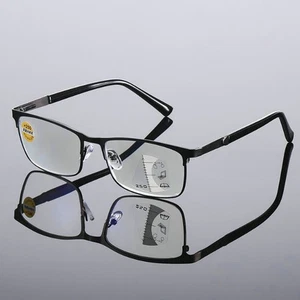 Men's Metal Progressive Multifocus Reading Glasses Bifocal Presbyopic Readers - Picture 1 of 9