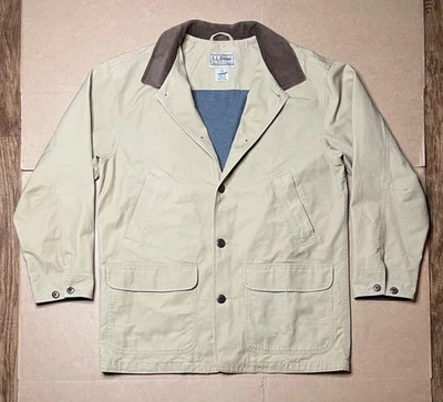 Chaqueta LL Bean Para Hombre L Marrón Tostado Lona Forrada Granero Tareas Original Abrigo de Campo Foto 1 de 4
