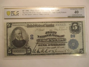 1902 $5 Bank Note, National Currency New York, New York, PCGS 40 Extremely Fine - Picture 1 of 8
