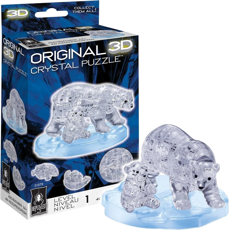 Original 3d Crystal Jigsaw Puzzle - Polar Bear and Baby Animal Assembly Brain