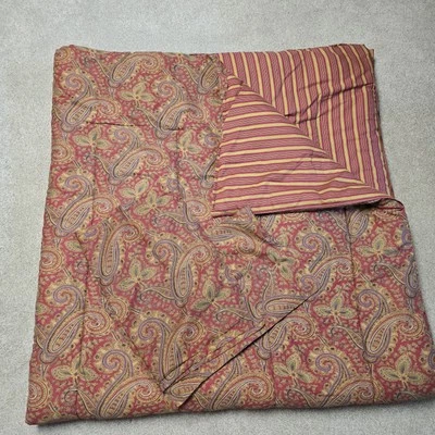 LRL Ralph Lauren Full Queen Edmonton Paisley Comforter Red Gold/Stripe VTG - Image 1 of 4