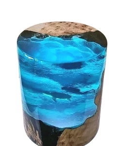 Sea Cave Diving Scene Natural Wood and Resin 4.5" X 4" ( Missing Lighted Base ) - Picture 1 of 17