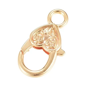Brass Lobster Clasps Gold Heart 14x27mm Pack Of 4 - Picture 1 of 1