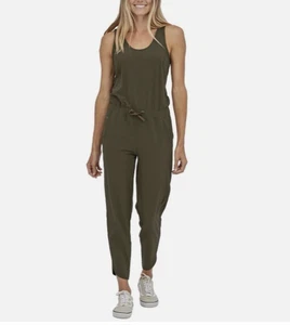 Patagonia Fleetwith Romper Sz Small Green Pockets Sleeveless Jumpsuit Gorpcore - Bild 1 von 11